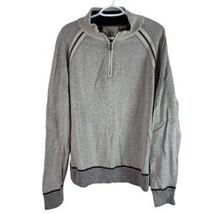 BKE Buckle Mens XL Slim Fit 1/4‎ Quarter Zip Sweater Beige Brown Pullover Cotton